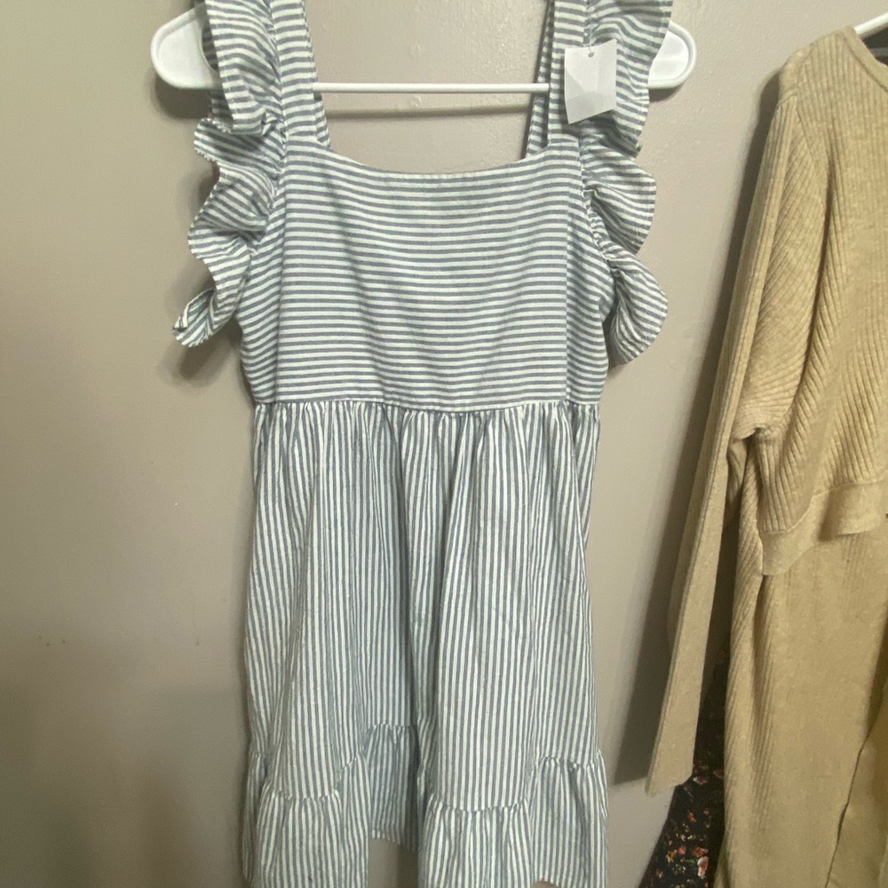 Cat & Jack Striped Ruffle Sleeve Dress